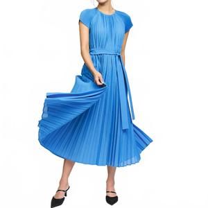 NEW CURRENT AIR accordion pleated dress in azure blue